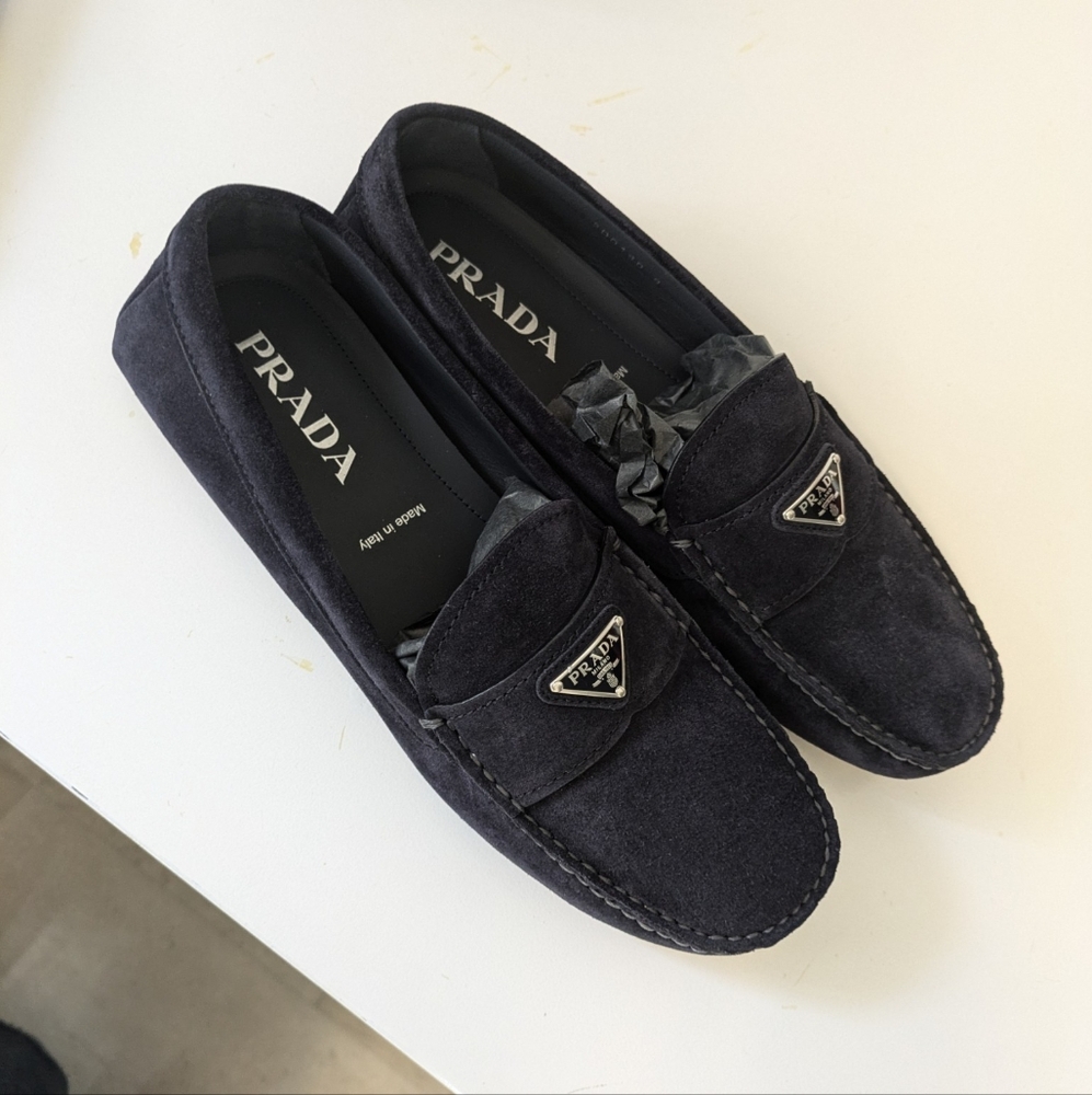 Prada Mens triangle Logo loafers